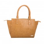 Beau Design Stylish Tan Color Imported PU Leather Handbag With Double Handle For Women's/Ladies/Girls